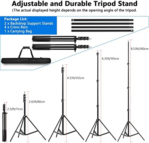 Alternative view of Wowstar 2,6 x 3 m / 8,5 x 10 ft Taşıma Çantalı Ayarlanabilir Fotoğraf Standı Arka Plan Destek Sistemi Kiti Alüminyum Alaşımlı Siyah Arka Plan Destek Sistemi Kiti Doğum Günü Partisi, Düğün için