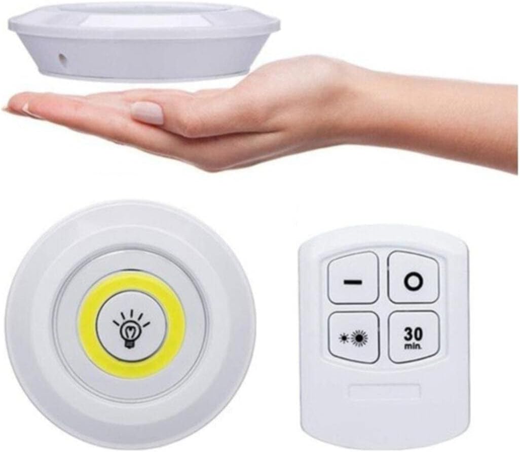 3'lü Uzaktan Kumandalı Yapışkanlı Kablosuz Led Spot Lambalar
