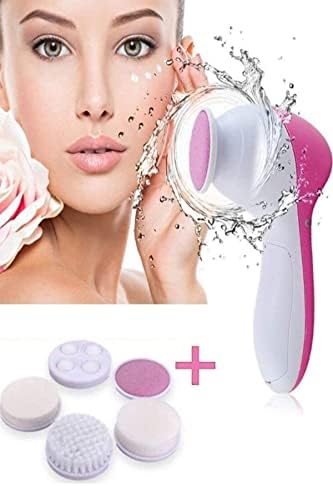Pilli Yüz Cilt Temizleme Cihazı Siyah Nokta Peeling Fırça Seti Vücut Yüz Bakımı 5 In 1 Masaj Aleti