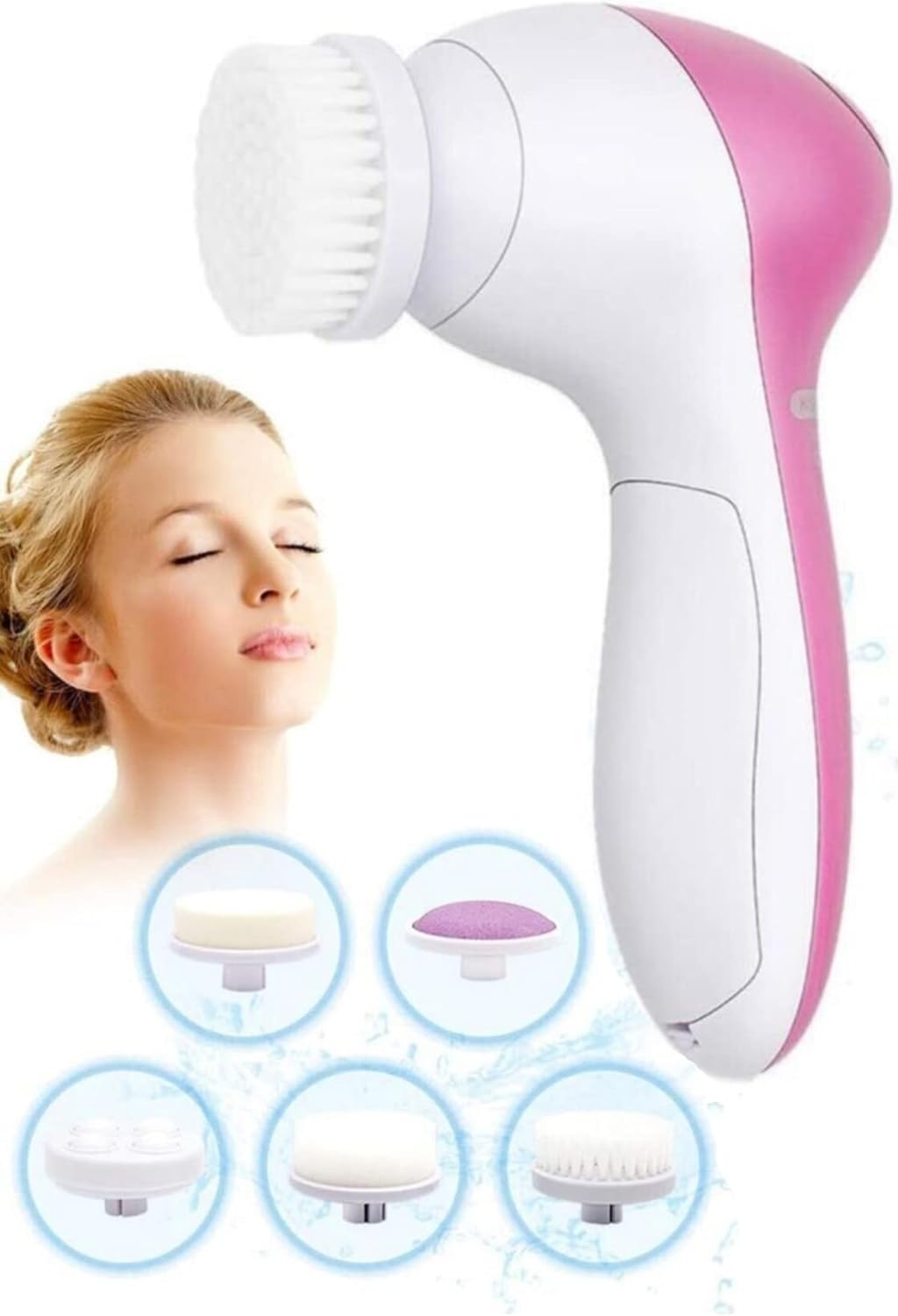 Alternative view of Pilli Yüz Cilt Temizleme Cihazı Siyah Nokta Peeling Fırça Seti Vücut Yüz Bakımı 5 In 1 Masaj Aleti