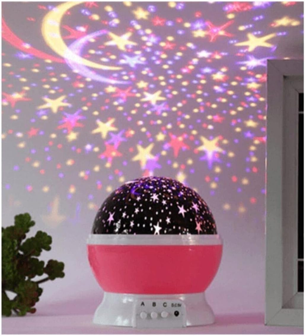 Dönen Projeksiyon Gece Lambası Star Ay Yıldız Led - Pembe