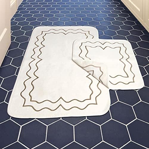 2'li Nakışlı (60 x 100cm) Banyo Paspas Seti