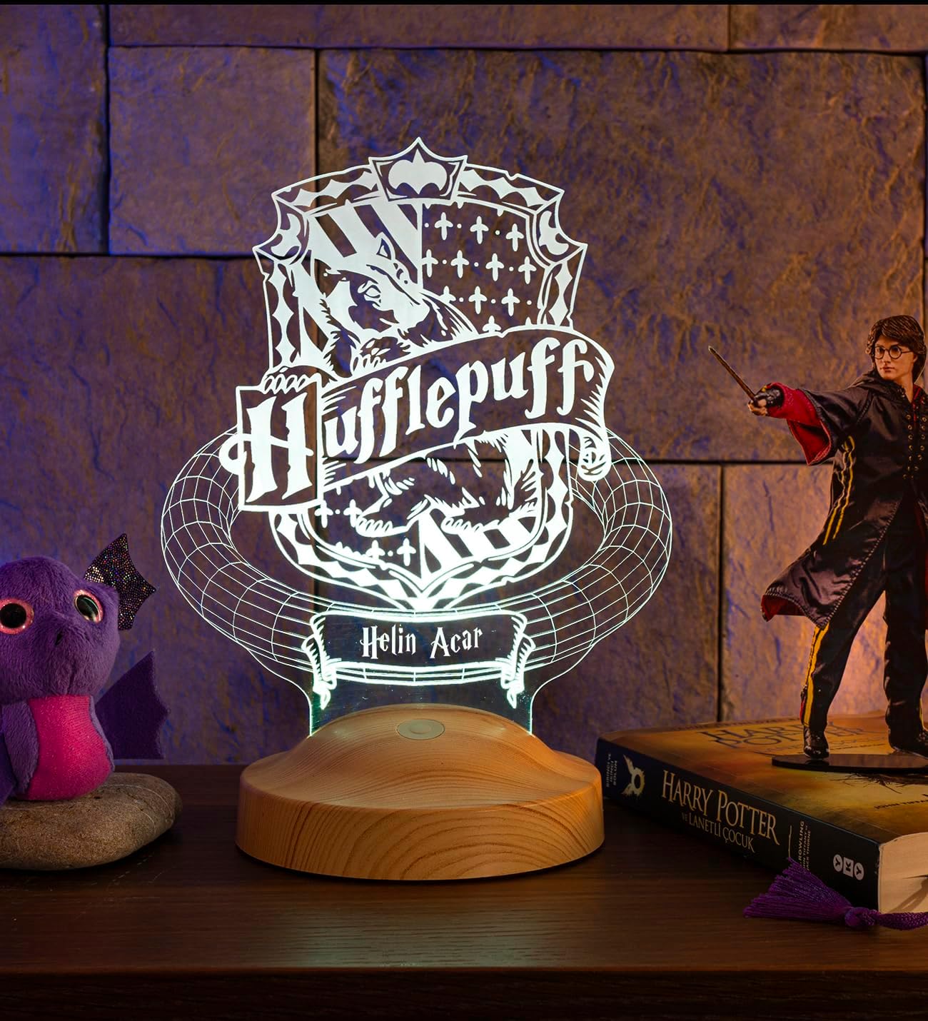 3D Potter Hediyesi Hogwarts Hufflepuff Binası Led Lamba
