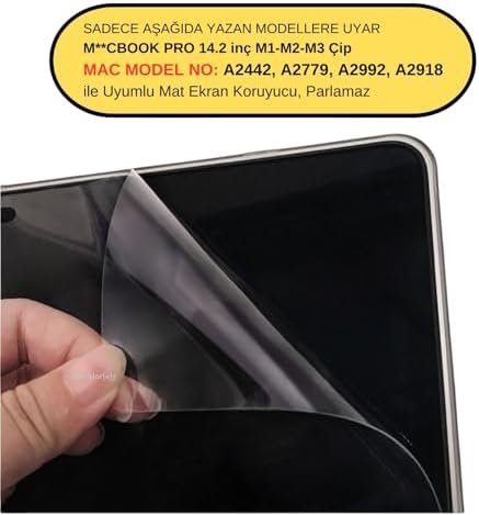 Alternative view of MacBook Pro 14.2 inç M2 M3 M4 M5 Uyumlu Mat Anti Glare Ekran Koruyucu Yansıma Önleyici Göz Yormayan ID Retina Net Görüntü Şeffaf