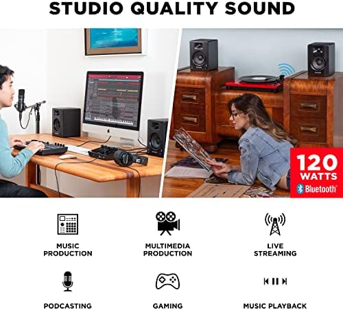 Alternative view of M-AUDIO BX3BT - 3.5" Stüdyo Monitörleri ve Bilgisayar Hoparlörleri, Bluetooth'lu, Müzik Prodüksiyon Yazılımı ile Kayıt ve Multimedya için, 120W, Çift, Siyah