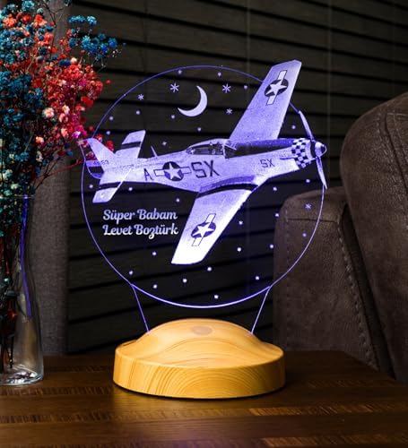 Alternative view of Babaya Hediye Babalar Günü Hediyesi Uçak Gecelambası Kişiye Özel 3D Led Lamba