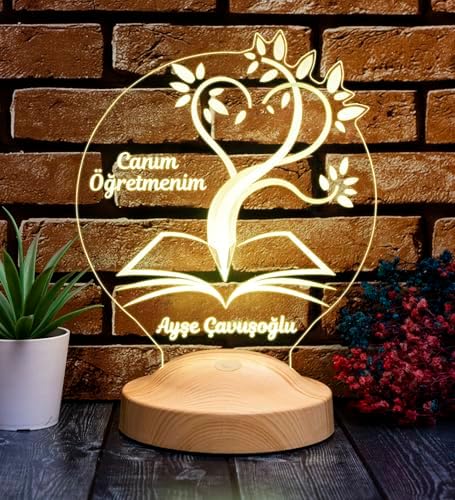 Alternative view of Canım Öğretmenim 3D LED Lamba - Öğretmene Kişiye Özel, Mezuniyet ve Öğretmenler Günü İçin Hediye Fikri
