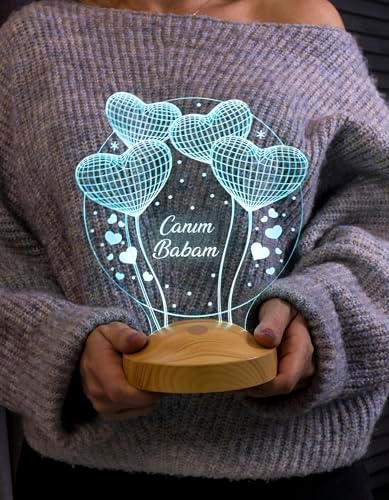 Alternative view of 3D Canım Babam Hediyesi 3 Boyutlu Balon Kalpler Küre Led Lamba