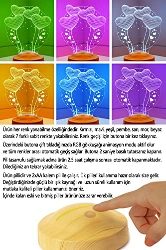 14 Şubat Hediyesi Canım Sevgilim, Sevgililer Günü Hediyesi Balon Kalpler Küre 3 Boyutlu 3D Led Lamba Gece ve Masa Lambası