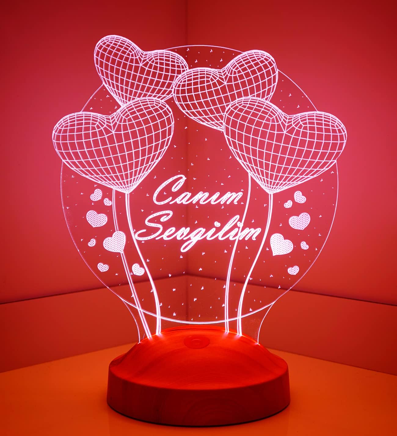 Alternative view of 14 Şubat Hediyesi Canım Sevgilim, Sevgililer Günü Hediyesi Balon Kalpler Küre 3 Boyutlu 3D Led Lamba Gece ve Masa Lambası