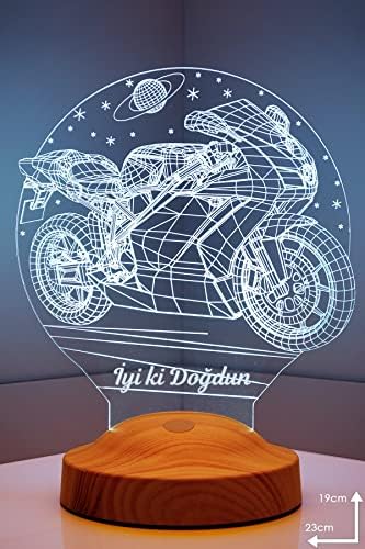 Alternative view of Motosiklet Motor Hayranlarına Hediye 3D Led Lamba, Erkeğe Hediye, Motor GP Kişiye Özel 3 Boyutlu Lamba