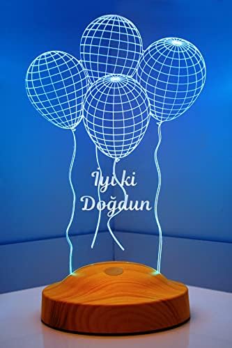Alternative view of Uçan Balonlu Hediye Kişiye Özel 3D Balonlar Led Lamba, Doğum Günü Hediyesi İyi ki Doğdun