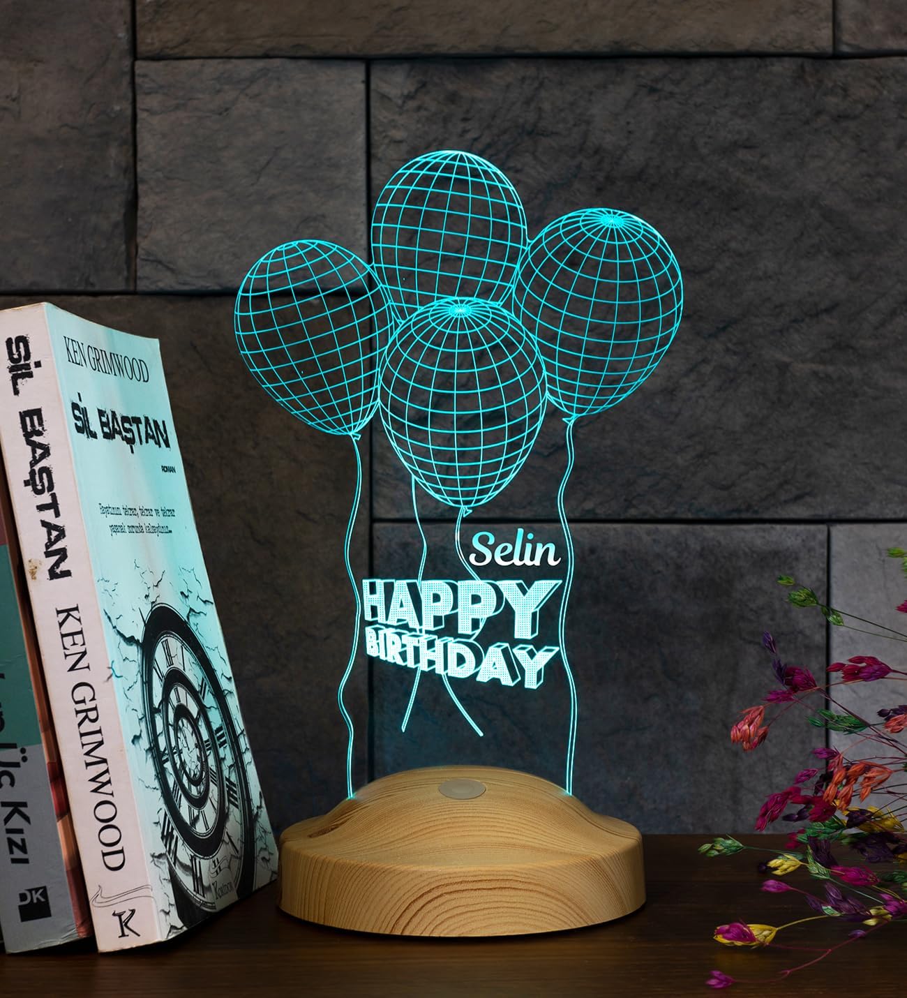 Alternative view of 3D Happy Birthday Hediyesi Doğum Günü Hediyesi Balon 3 Boyutlu Led Lamba