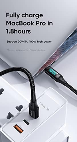 CA-1100 Type-C Kablo 100W - Dijital Watt Göstergeli Hızlı Şarj Kablosu, 5A PD QC USB-C, Laptop/Tablet/Telefon, 1.2M