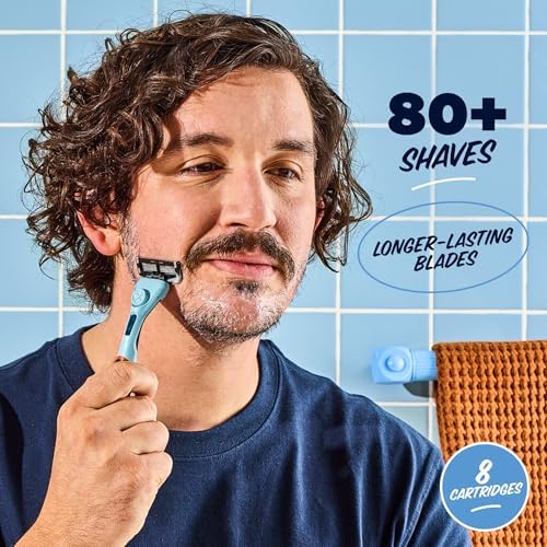 Dollar Shave Club | 6 Blade Club Serisi Tıraş Makinesi Dolum Kartuşu, 8 Adet | Dahili Düzeltici Bıçaklı Hassas Kesim Paslanmaz Çelik Bıçaklar | MİRAS İLE UYUMLU DEĞİL