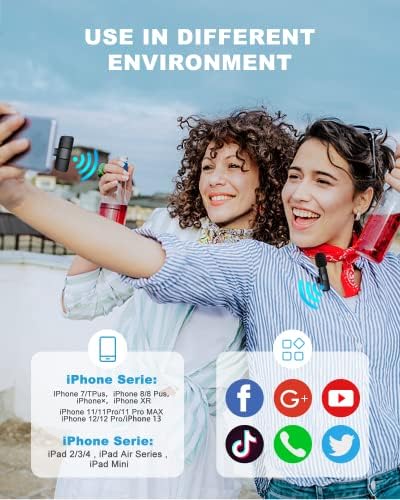 ile Uyumlu Kablosuz Yaka Mikrofon, Telefon Video Kaydı için Yaka Klipsli Mikrofon TikTok YouTube Canlı Yayın Vlog (Uygulama/Bluetooth Gerekmez)