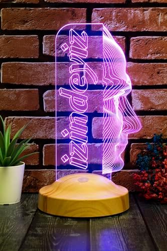Atatürk Temalı Hediyelik Ürünler Atatürk İzindeyiz Gecelambası 3D Led Lamba, Atam İzindeyiz Sloganı, Ofis ve İşyeri Hediyesi