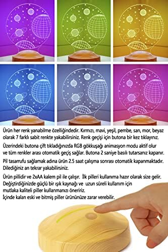 Alternative view of Uzay Temalı, İsimli Çocuk Odası Hediyesi, Galaksi Hediyesi, Gezegenler, Satürn Led Lamba