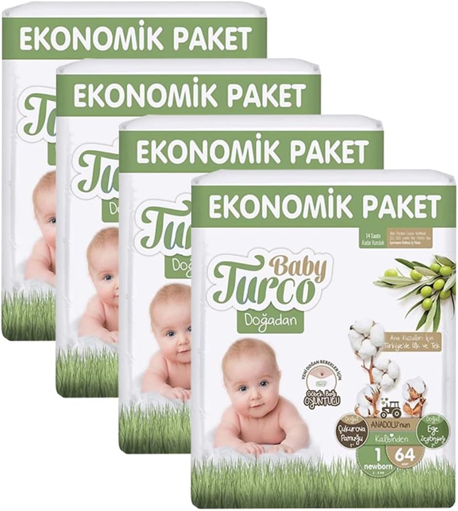 Baby Turco Doğadan 1 Beden Yenidoğan 64x4 256 Adet Bebek Bezi