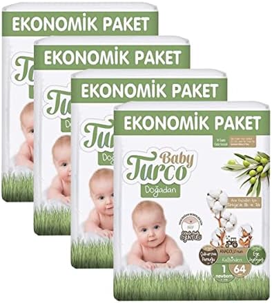 Alternative view of Baby Turco Doğadan 1 Beden Yenidoğan 64x4 256 Adet Bebek Bezi