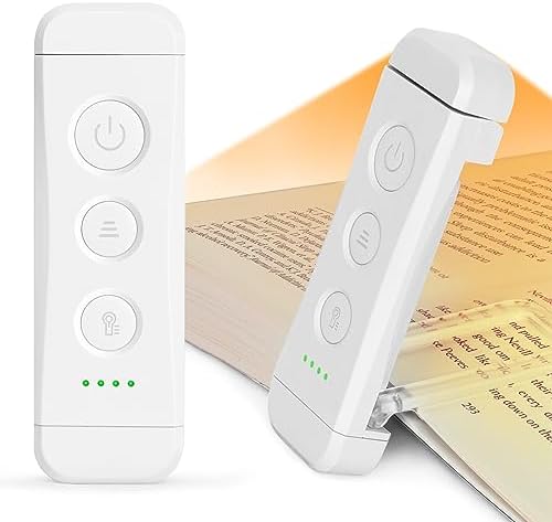 Glocusent USB Şarj Edilebilir Kitap Işığı, Kitapta Göz Bakımı Okuma Işığı Klipsi, 3 Renk ve 5 Parlaklık Kısılabilir, Taşınabilir ve Esnek, 80 saate kadar Uzun Ömürlü (beyaz)