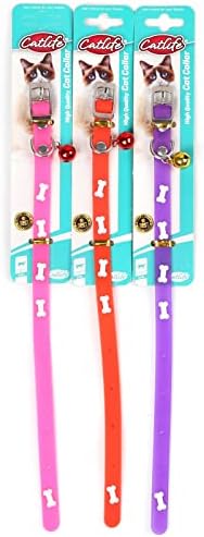 CATLİFE KEMİK DESENLİ SİLİKON BOYUN TASMASI ZİLLİ MİX COLOR