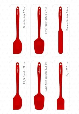 Alternative view of Valletta Drongo Dayanıklı Yanmaz Yapışmaz Silikon Spatula Seti 6 Parça Kırmızı