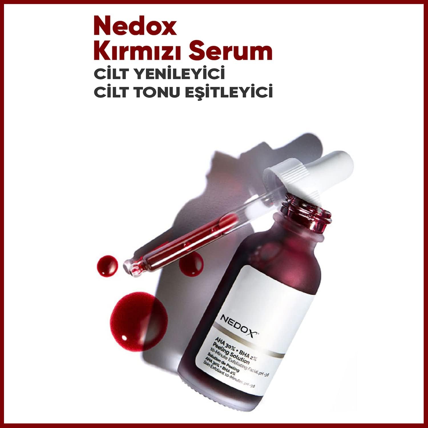 NEDOX Cilt Yenileyici Cilt Tonu Eşitleyici Kırmızı Peeling Serum Aha %30 Bha %2 Ph % 3.5 Serum 30 ml
