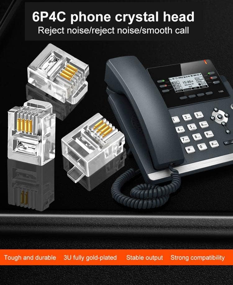 Plus PX-6P4C RJ11 4 Pinli Konnektör, 6P4C, Telefon Kablo Ucu 100'lü Paket