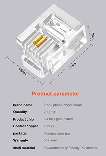 Plus PX-6P2C RJ11 2 pinli konnektör, RJ11, 6P2C, RJ11 Telefon Kablo Ucu 100 lü Paket