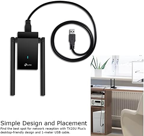 Alternative view of Archer TX20U Plus, AX1800 Mbps Çift Antenli Yüksek Kazanımlı Kablosuz USB Adaptör, 1 metre USB 3.0 kablosu, Beamforming, MU-MIMO, Düşük Gecikmeli Oyun Deneyimi, WPA3, Kolay Kurulum