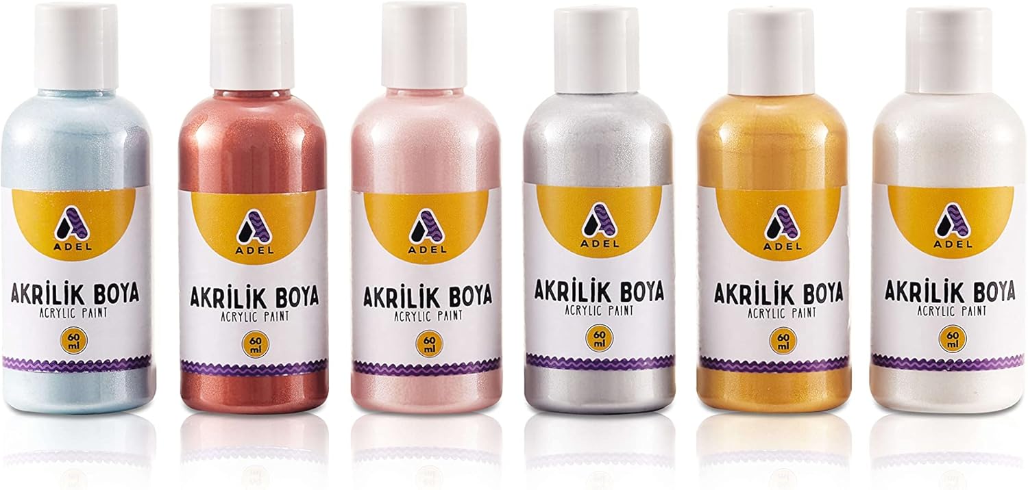 Adel Akrilik Boya 60 ml x 6 Metalik Renkler