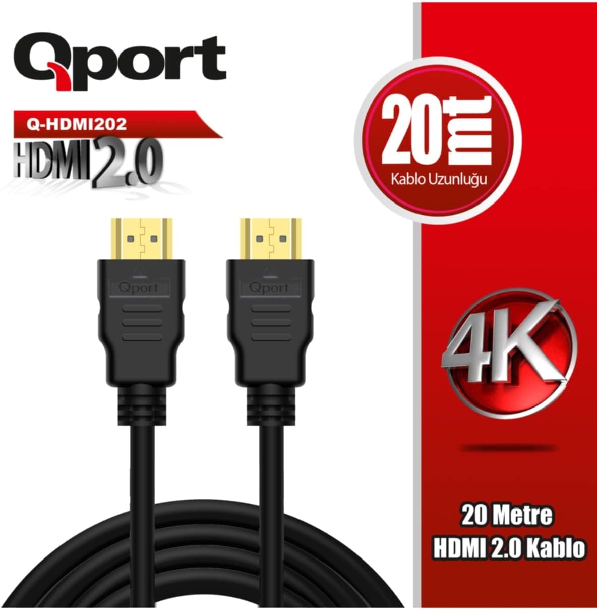 Alternative view of Qport-Q-hdmı202 Altın Uçlu 20 Metre 4k Hdmı2.0 Kablo