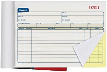 Fatura Defteri 3'lü Paket, 2 Parça Karbonsuz Faturalar, Yatay Satış Fişi, 5-9/16 x 8-7/16 inç, Kitap başına 50 Set (DC5840-3)