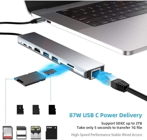 CF55 Uyumlu Type-C To 2 USB 3.0 4K HDMI Ethernet PD Çevirici Hub Adaptör, Standart