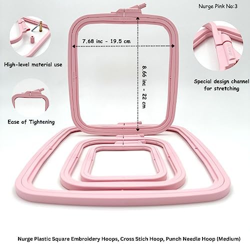 Alternative view of Pembe Orta (No:3) Plastik Kare Nakış Kasnağı, Çapraz Dikiş Çemberleri, Zımba İğne Halkası, Kendin Yap El İşi Dikiş, ABS Plastik Nakış Çemberleri
