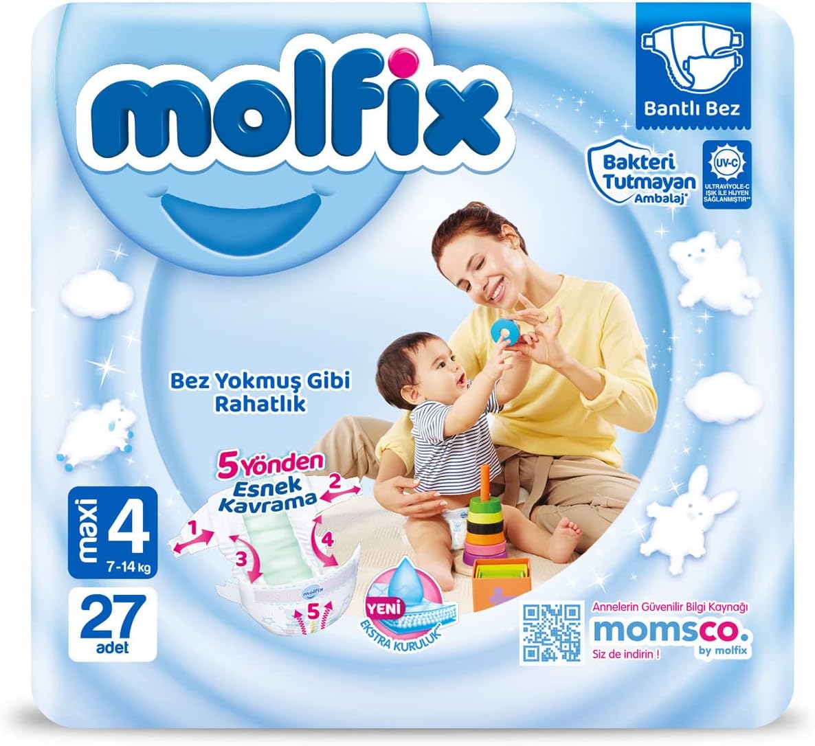 Alternative view of Molfix Bebek Bezi 3D Maxi 4 Beden İkiz 27 Adet, Çok renkli