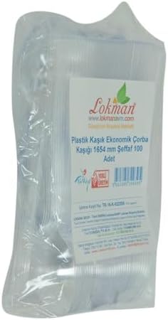 Plastik Kaşık Ekonomik Çorba Kaşığı 1654 mm Şeffaf 100 Adet 1 Paket