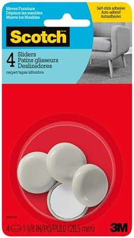 Mobilya Sürgüleri, Yapışkan Sert 1-1/8" 4 Kaydırıcı/Paket (6'lı Paket)