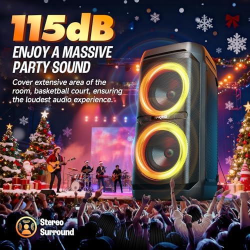Alternative view of W-KING 100W Bluetooth Hoparlörler V5.3, Taşınabilir IPX6 Suya Dayanıklı Parti Hoparlörü/110dB Büyük Ses/DSP, Işıklı Karaoke Boombox/Mikrofon ve Gitar Bağlantı Noktası//USB/Adaptör