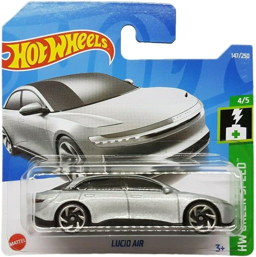 Alternative view of - Lucid Air - HW Yeşil Hız 4/5 - HCT24 - Kısa Kart - Gümüş Metalik - Mattel 2022