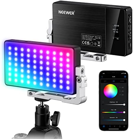 Alternative view of NEEWER RGB video ışığı, SL90 12W 4300mAh pil 360° tam renk 18 ışık sahnesi, 2500-1000K CRI97+ kamera ışık plakasında, alüminyum alaşım gövde, YouTube/Vlog/fotoğraf için uygulama ve 2,4G kontrol