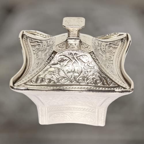 Alternative view of Büyük Kare Kapaklı Şekerlik ve Lokumluk, Osmanlı Motifli Dekoratif Sunum Kabı, Kahve Yanı Şeker, Lokum ve Çikolata İçin (Gümüş Grisi)