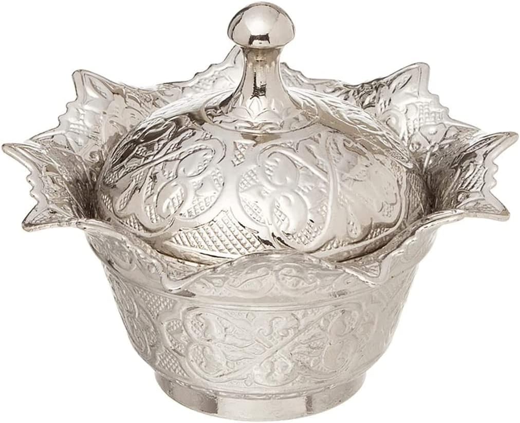 Alternative view of Kapaklı Metal Şekerlik – Osmanlı Motifli Gültaş Küçük Sunum Kasesi, Çikolata ve Lokum Kabı – Kahve Sunumları İçin Dekoratif Şekerlik (Gümüş Rengi)