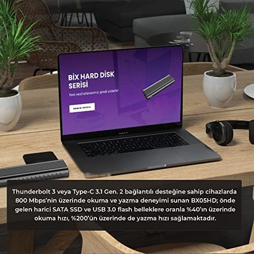 Bix BX05HD Aluminyum Kasa Type-C 3.1 Gen2 to PCIe NVMe M.2 SSD Disk Kutusu 2230 /2242 / 2260 / 2280 SSD'ler ile Uyumlu