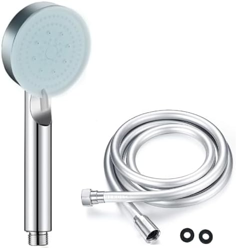 StoneSeries Lüks Duş Seti - 3 farklı Püskürtmeli Full Krom Kaplama El Duşu + 150 cm Gümüş PVC Duş Spirali - Paslanmaz, Kopmaz, Kırılmaz Çelik Bağlantılı PVC Duş Hortumu