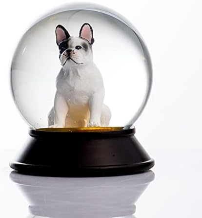 Cam Ve Reçine Altın Patiler Köpek French Bulldog (Beyaz) Kar Küresi Hediye