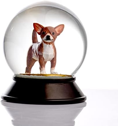 Cam Ve Reçine Altın Patiler Köpek Chihuahua (Kahve) Kar Küresi Hediye