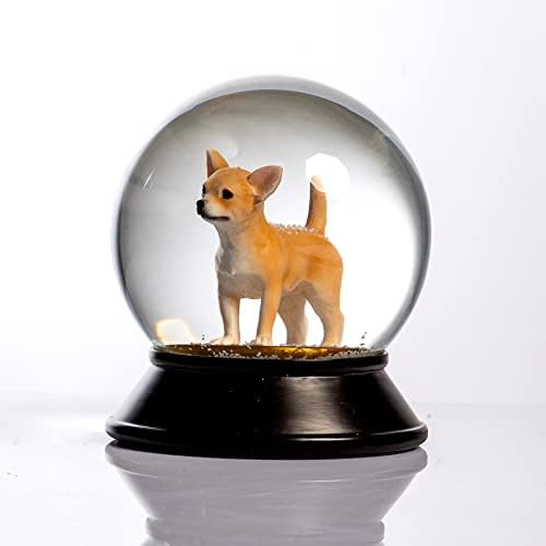 Cam Ve Reçine Altın Patiler Köpek Chihuahua (Kayısı) Kar Küresi Hediye