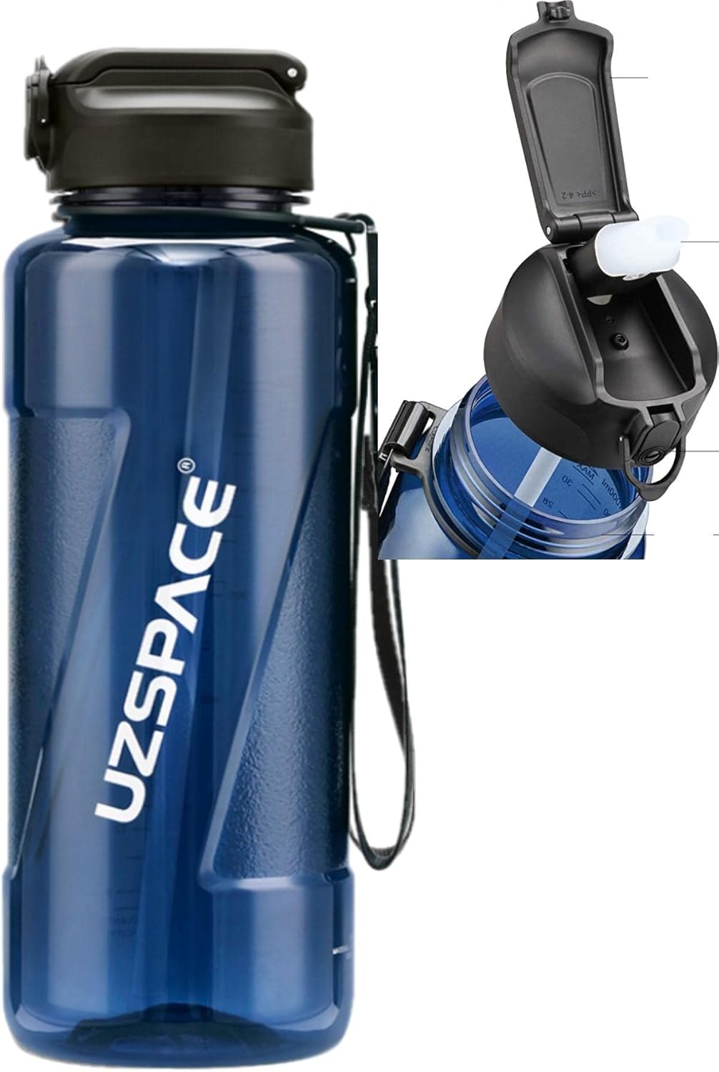 Alternative view of PİPETLİ MEGA BOY 1500ml Tritan Su Matarası Lacivert